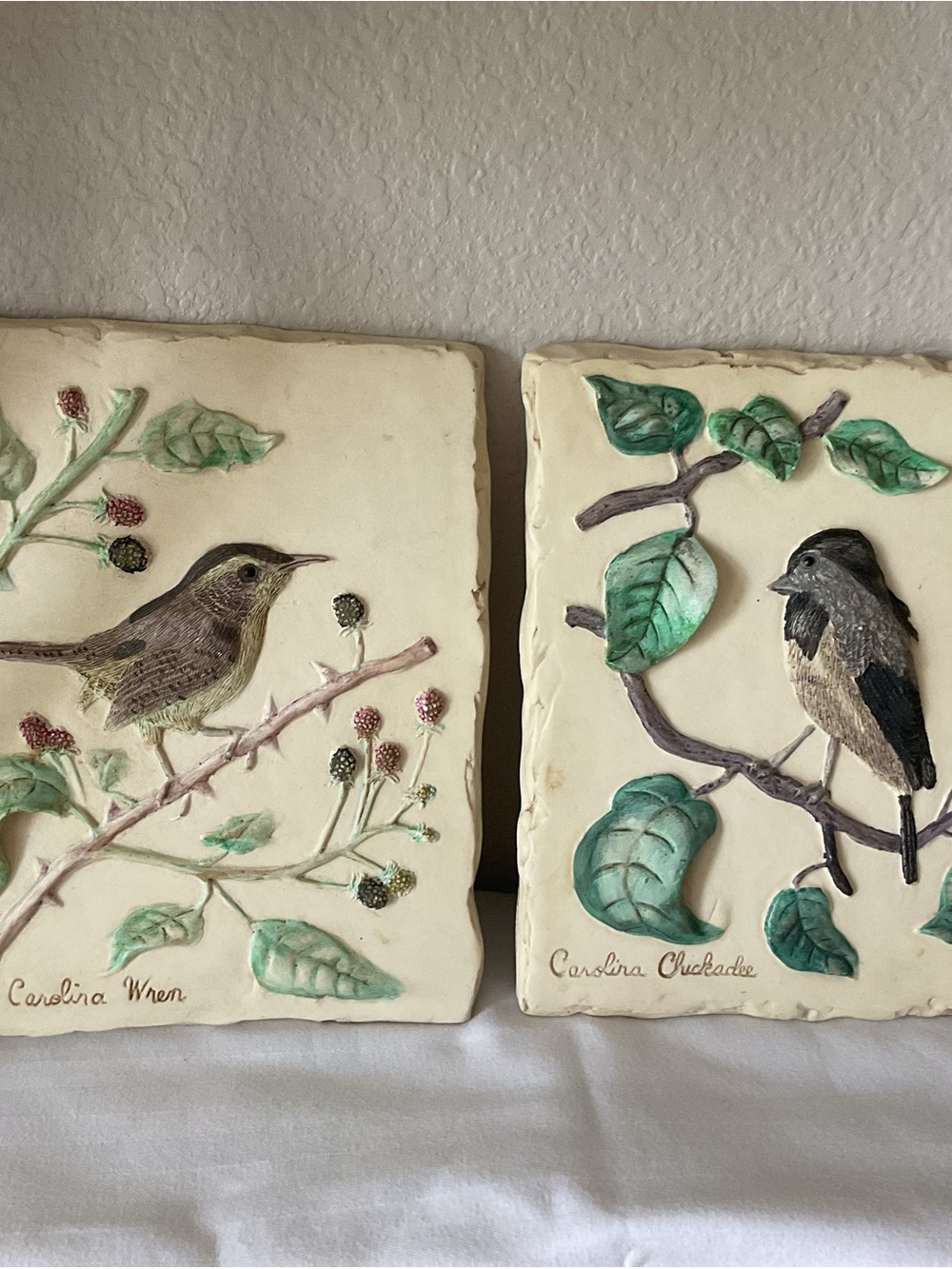 Hens-feathers Green and Cream Botanical Bird Wall Decor